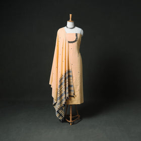 Kutch Bhujodi Handwoven Kala Cotton Unstitched Dress Material: Kurta, Bottom with Dupatta 06