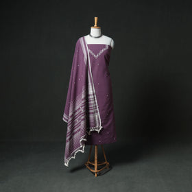 Kutch Bhujodi Handwoven Kala Cotton Unstitched Dress Material: Kurta, Bottom with Dupatta 05