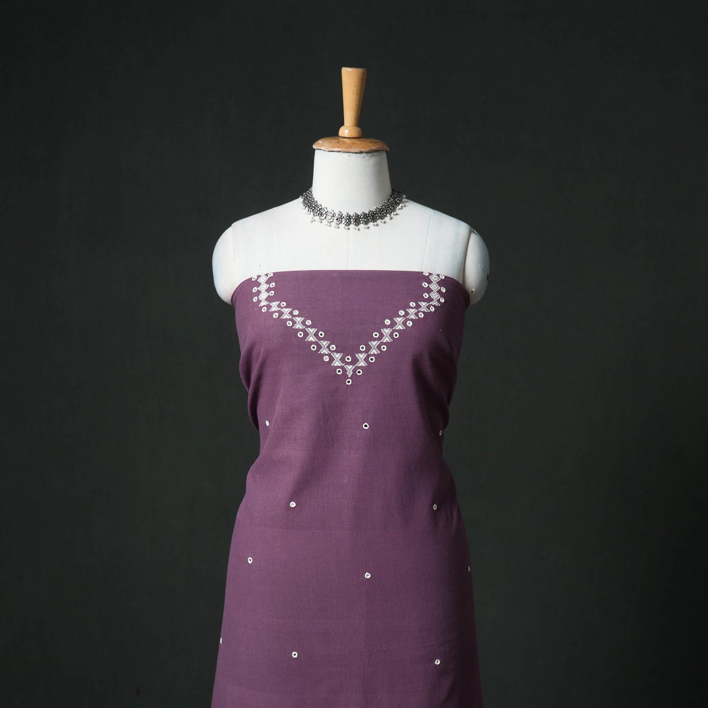 Kutch Bhujodi Handwoven Kala Cotton Unstitched Dress Material: Kurta, Bottom with Dupatta 05