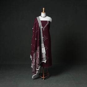 Kutch Bhujodi Handwoven Kala Cotton Unstitched Dress Material: Kurta, Bottom with Dupatta 04