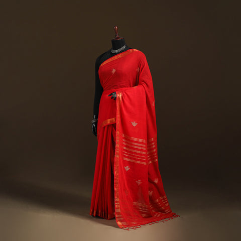 Phulia Jamdani Pure Handloom Cotton Saree with Tassels (Count 84/40) 11