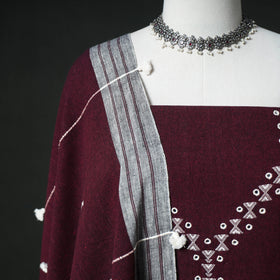 Kutch Bhujodi Handwoven Kala Cotton Unstitched Dress Material: Kurta, Bottom with Dupatta 04