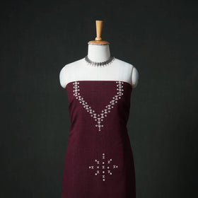 Kutch Bhujodi Handwoven Kala Cotton Unstitched Dress Material: Kurta, Bottom with Dupatta 04