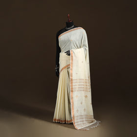Phulia Jamdani Pure Handloom Cotton Saree with Tassels (Count 84/40) 12