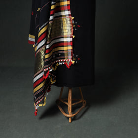 Kutch Bhujodi Handwoven Kala Cotton Unstitched Dress Material: Kurta, Bottom with Dupatta 03