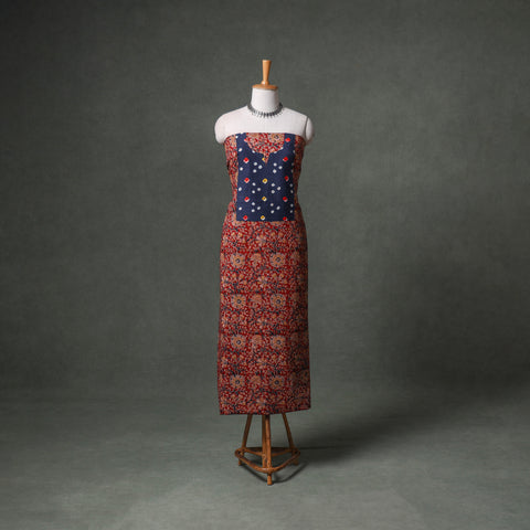 Patchwork Kalamkari Block Print Cotton Unstitched Kurta Material (2.5m) 04