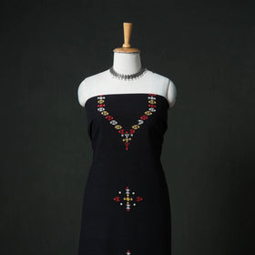 Kutch Bhujodi Handwoven Kala Cotton Unstitched Dress Material: Kurta, Bottom with Dupatta 03