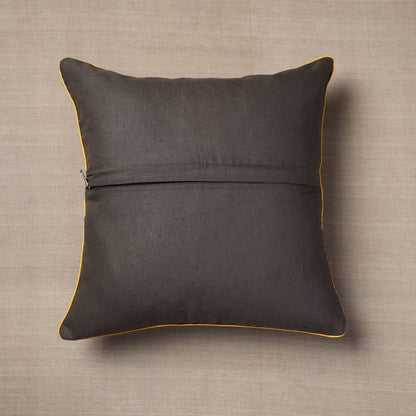 Grey - Kalamkari Printed Cotton Cushion Cover (16 x 16 in)