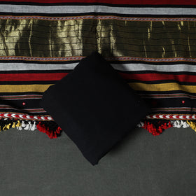 Kutch Bhujodi Handwoven Kala Cotton Unstitched Dress Material: Kurta, Bottom with Dupatta 03