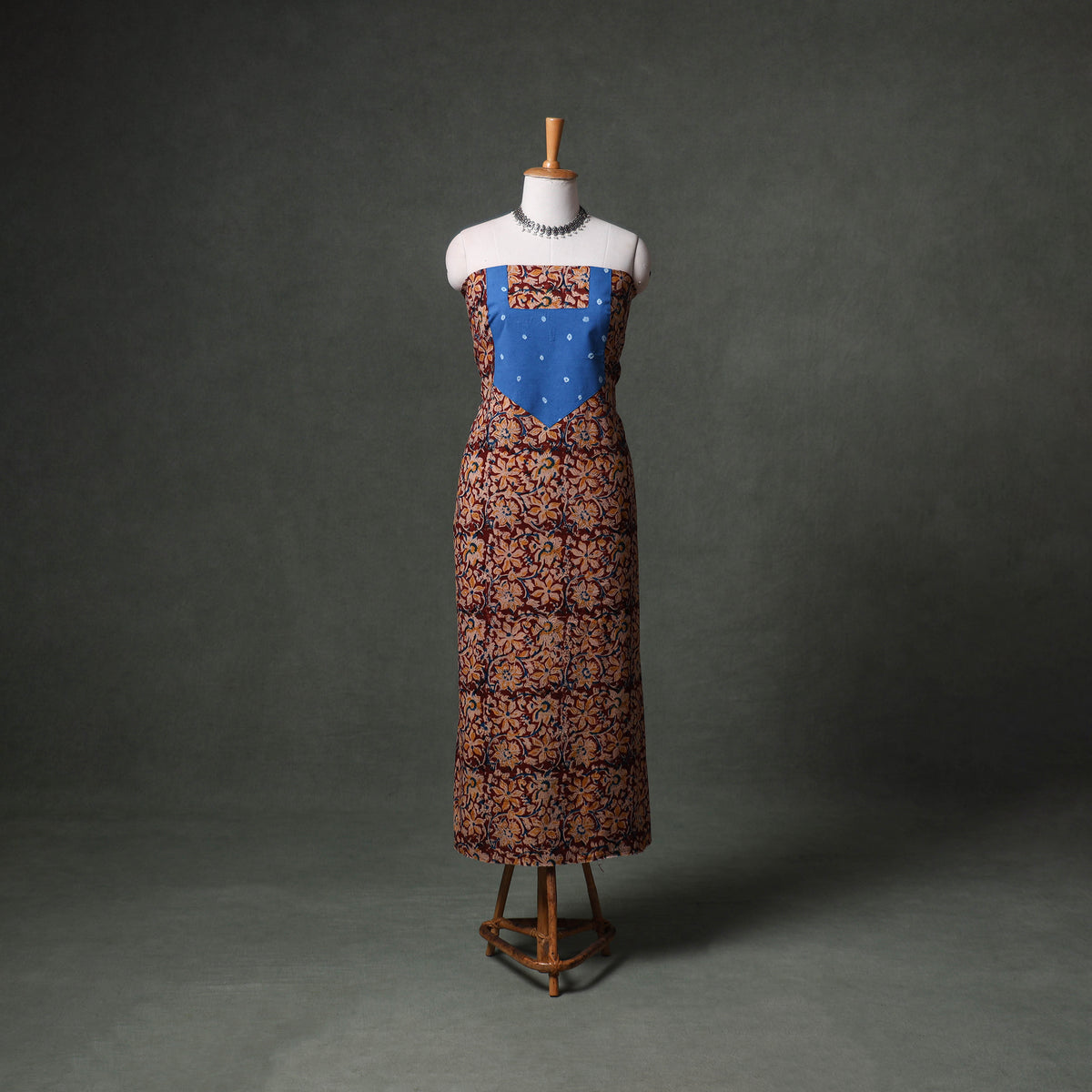 Patchwork Kalamkari Block Print Cotton Unstitched Kurta Material (2.5m) 06