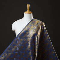 Blue - Tissue Zari Jaal Cutwork Banarasi Silk Fabric 12