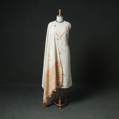 Kutch Bhujodi Handwoven Kala Cotton Unstitched Dress Material: Kurta, Bottom with Dupatta 01