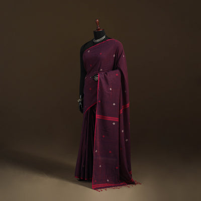 Phulia Jamdani Pure Handloom Cotton Saree with Tassels (Count 92/40) 15
