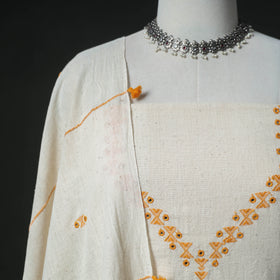 Kutch Bhujodi Handwoven Kala Cotton Unstitched Dress Material: Kurta, Bottom with Dupatta 01
