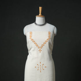 Kutch Bhujodi Handwoven Kala Cotton Unstitched Dress Material: Kurta, Bottom with Dupatta 01