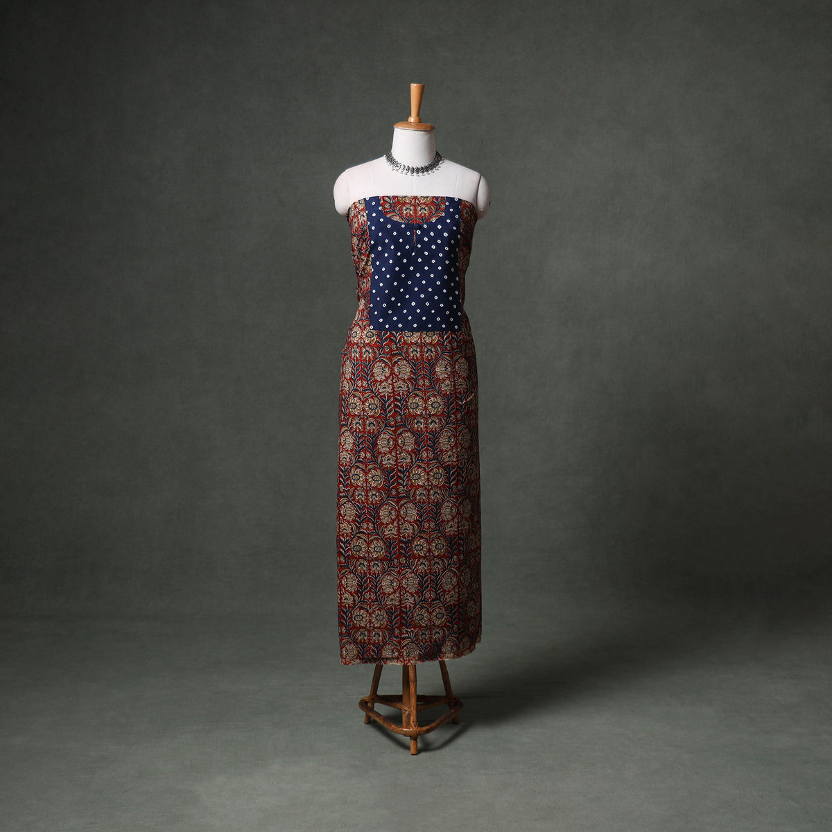 Patchwork Kalamkari Block Print Cotton Unstitched Kurta Material (2.5m) 10