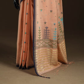 Phulia Jamdani Pure Handloom Cotton Saree with Tassels (Count 92/84) 16