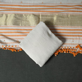 Kutch Bhujodi Handwoven Kala Cotton Unstitched Dress Material: Kurta, Bottom with Dupatta 01