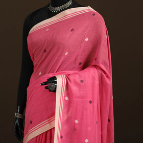 Phulia Jamdani Pure Handloom Cotton Saree with Tassels (Count 92/84) 17