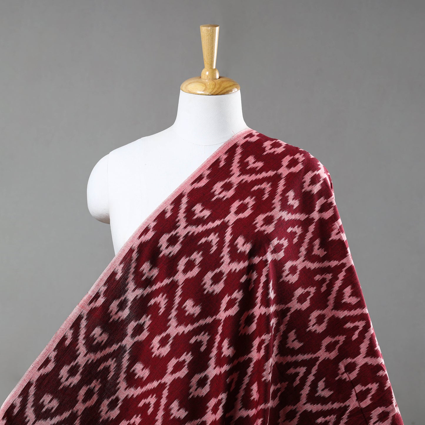 Maroon - Pure Cotton Pochampally Ikat Fabric 13