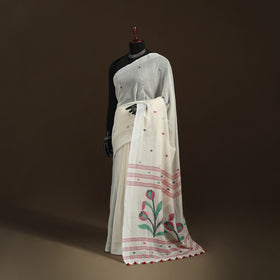 Phulia Jamdani Pure Handloom Cotton Saree with Tassels (Count 92/84) 18