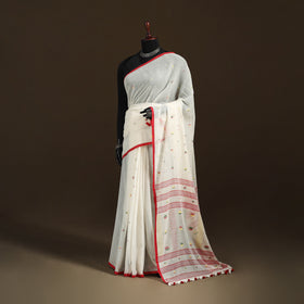 Phulia Jamdani Pure Handloom Cotton Saree with Tassels (Count 92/84) 19