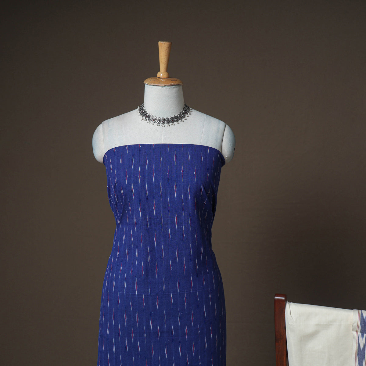 Pochampally Ikat Woven Cotton Unstitched Dress Material: Kurta, Bottom & Dupatta 01