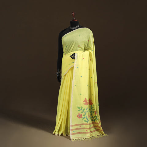 Phulia Jamdani Pure Handloom Cotton Saree with Tassels (Count 92/84) 20