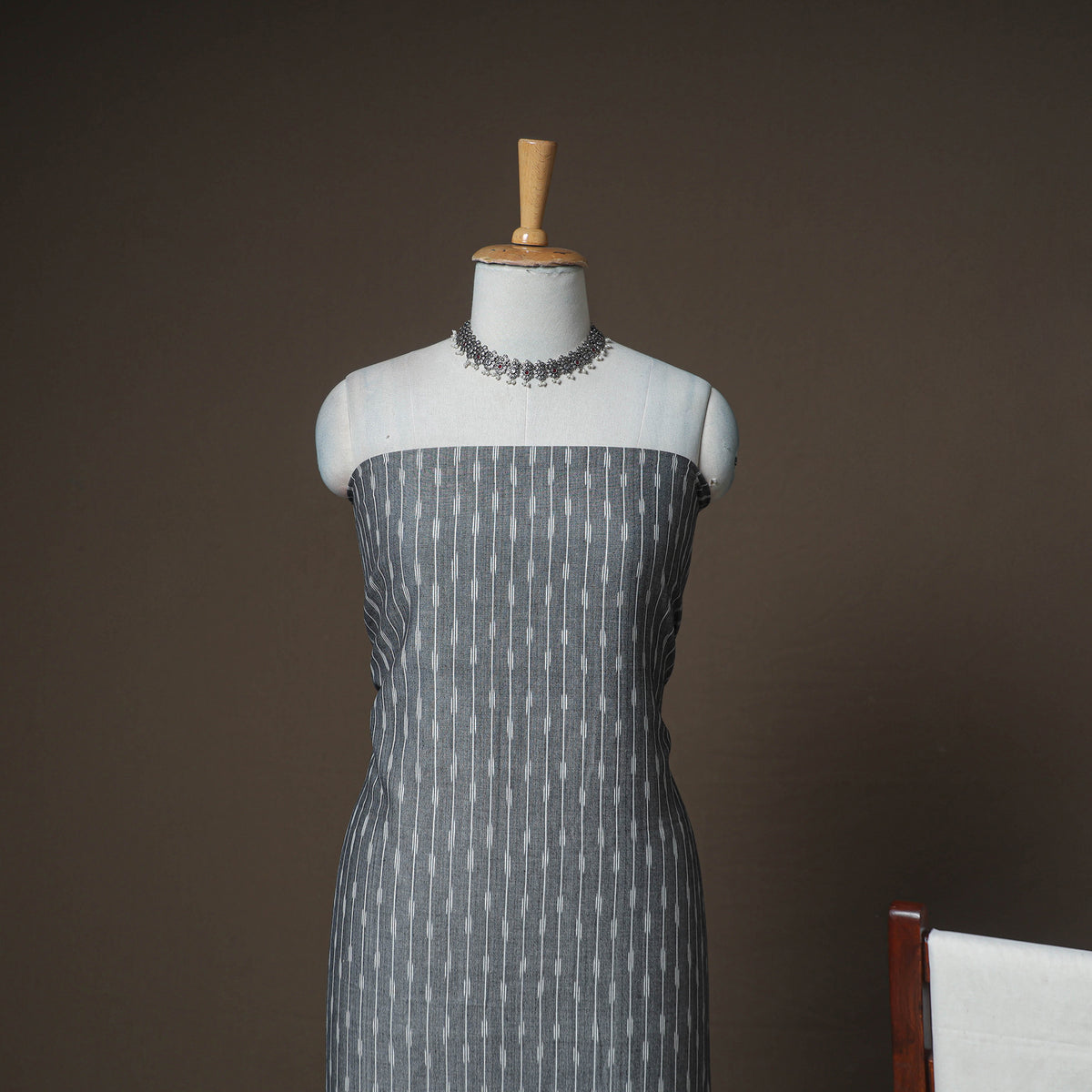 Pochampally Ikat Woven Cotton Unstitched Dress Material: Kurta, Bottom & Dupatta 03