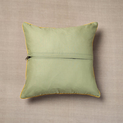Green - Kalamkari Printed Cotton Cushion Cover (16 x 16 in)