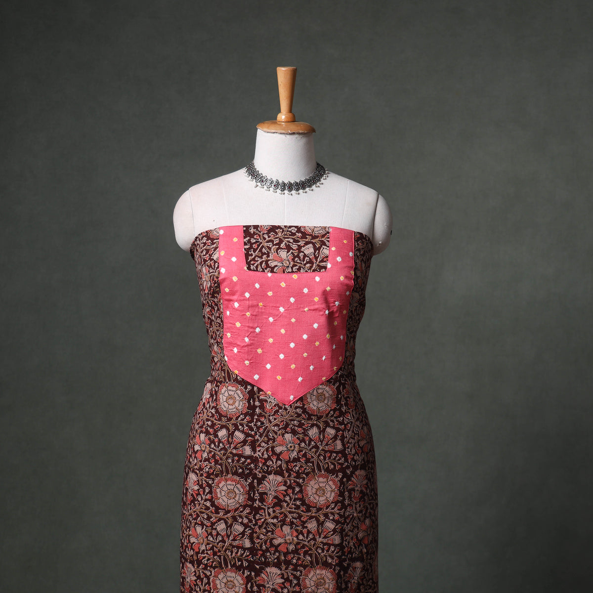 Patchwork Kalamkari Block Print Cotton Unstitched Kurta Material (2.5m) 16