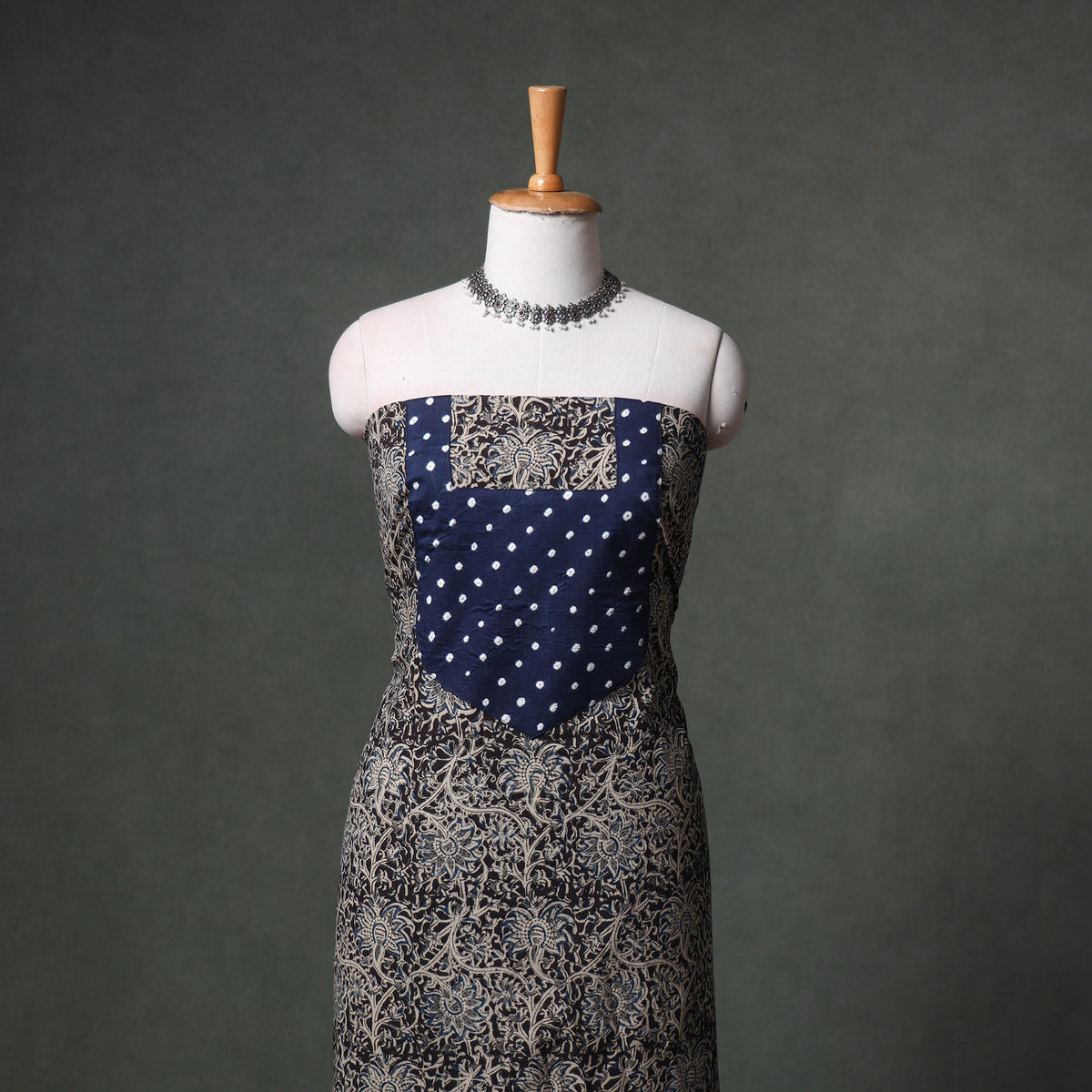 Patchwork Kalamkari Block Print Cotton Unstitched Kurta Material (2.5m) 18