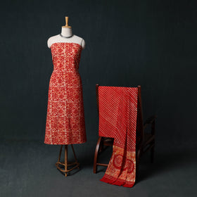 Kutch Hand Block Batik Print Cotton 3pc Unstitched Dress Material Suit Set 38