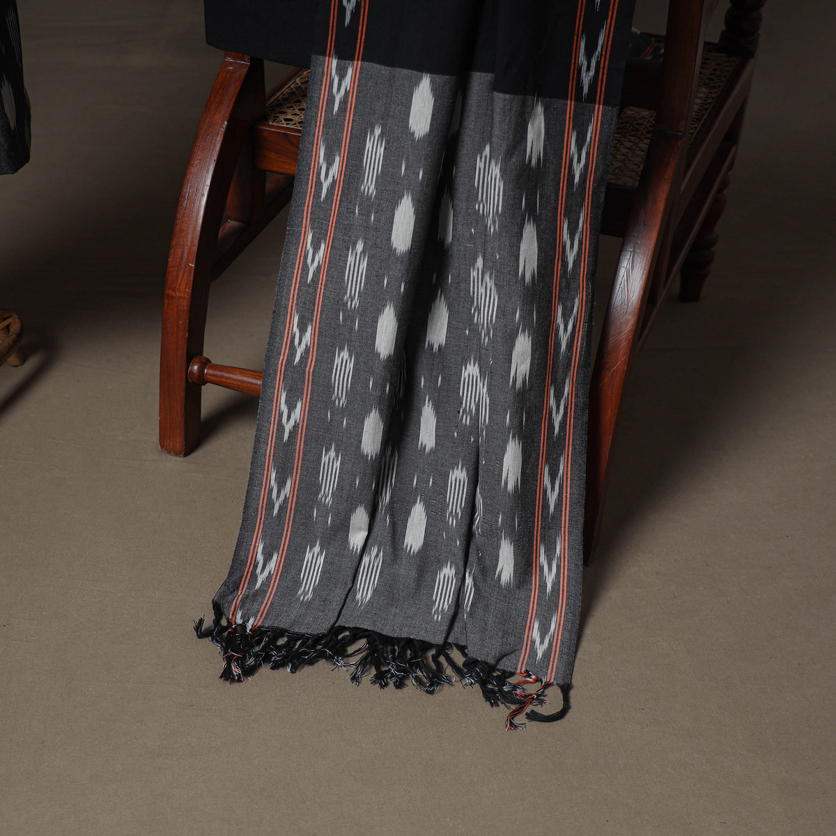 Pochampally Ikat Woven Cotton Unstitched Dress Material: Kurta, Bottom & Dupatta 04