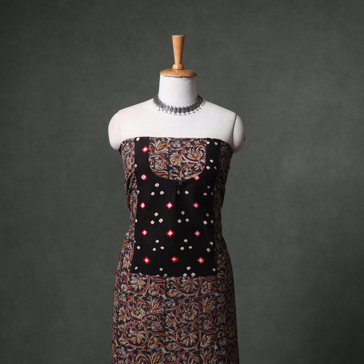 Patchwork Kalamkari Block Print Cotton Unstitched Kurta Material (2.5m) 19