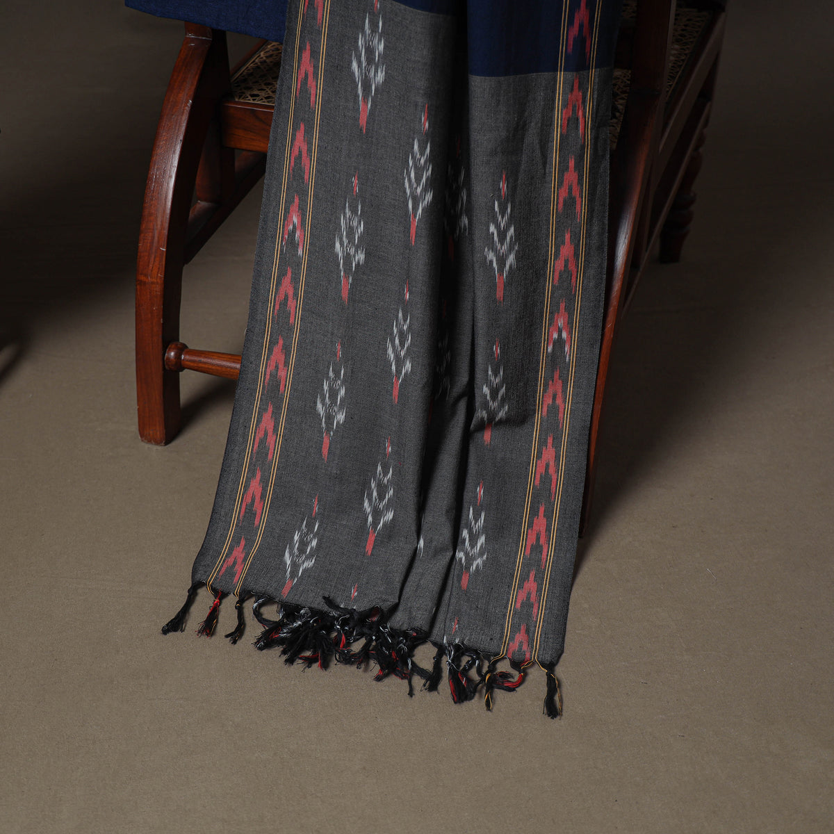 Pochampally Ikat Woven Cotton Unstitched Dress Material: Kurta, Bottom & Dupatta 05