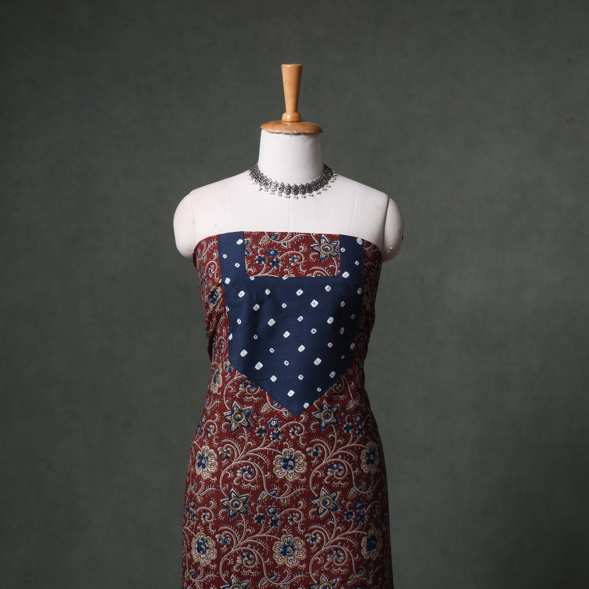 Patchwork Kalamkari Block Print Cotton Unstitched Kurta Material (2.5m) 20