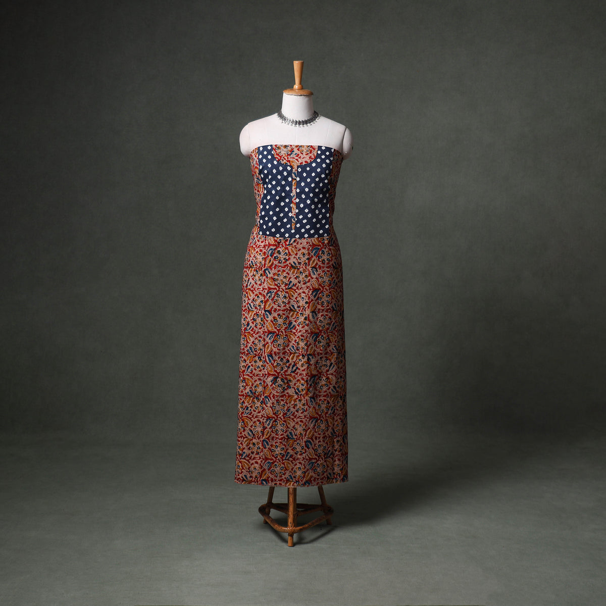 Patchwork Kalamkari Block Print Cotton Unstitched Kurta Material (2.5m) 21