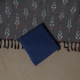 Pochampally Ikat Woven Cotton Unstitched Dress Material: Kurta, Bottom & Dupatta 05