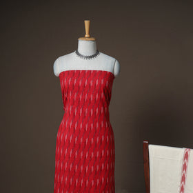 Pochampally Ikat Woven Cotton Unstitched Dress Material: Kurta, Bottom & Dupatta 06