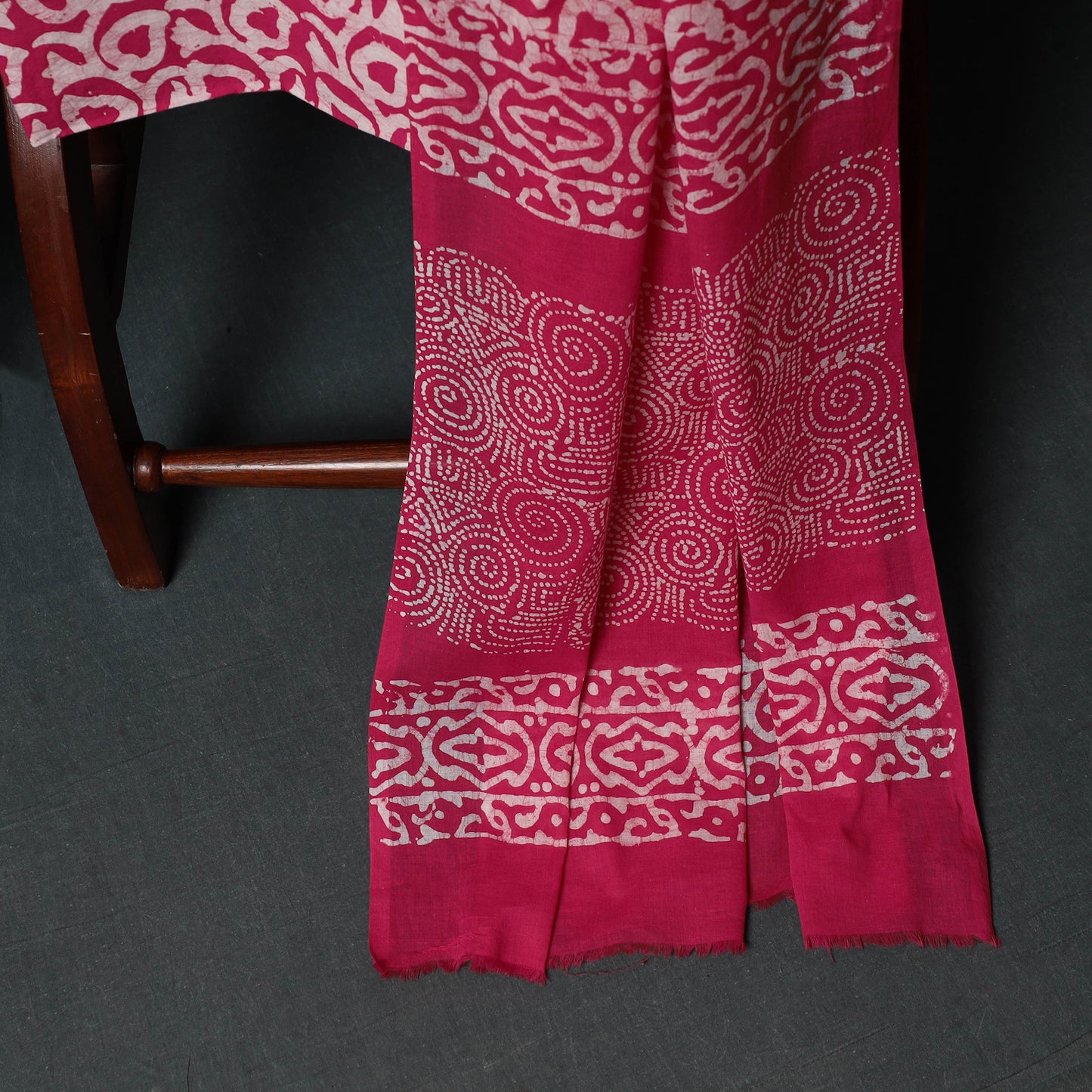 Kutch Hand Block Batik Print Cotton 3pc Unstitched Dress Material Suit Set 02