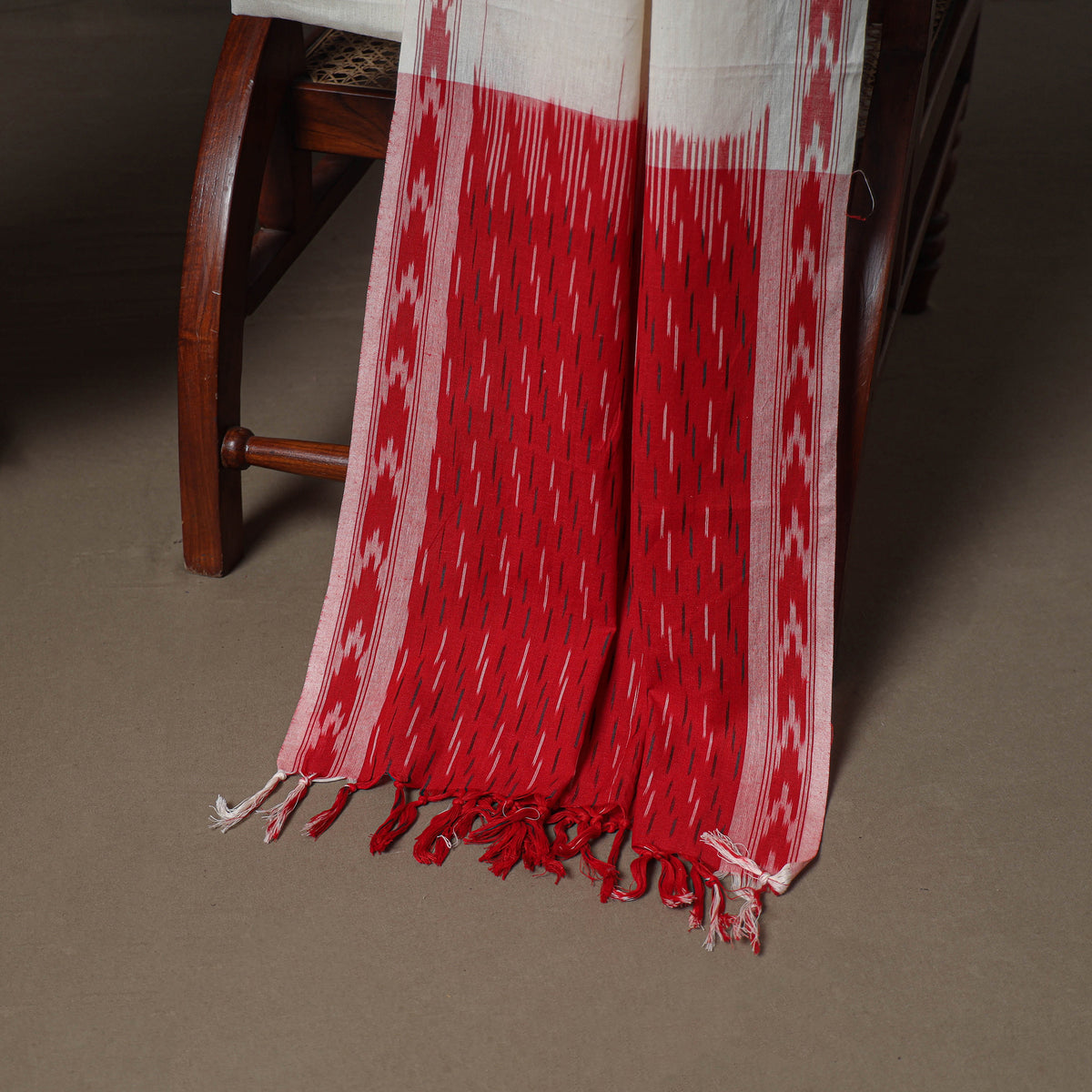 Pochampally Ikat Woven Cotton Unstitched Dress Material: Kurta, Bottom & Dupatta 06