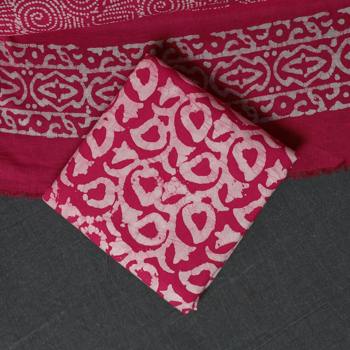 Kutch Hand Block Batik Print Cotton 3pc Unstitched Dress Material Suit Set 02