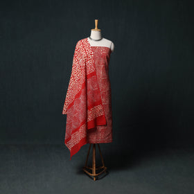 Kutch Hand Block Batik Print Cotton 3pc Unstitched Dress Material Suit Set 03