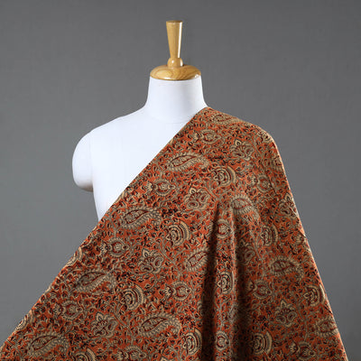 Orange - Block Print Cotton Pedana Kalamkari Fabric 05