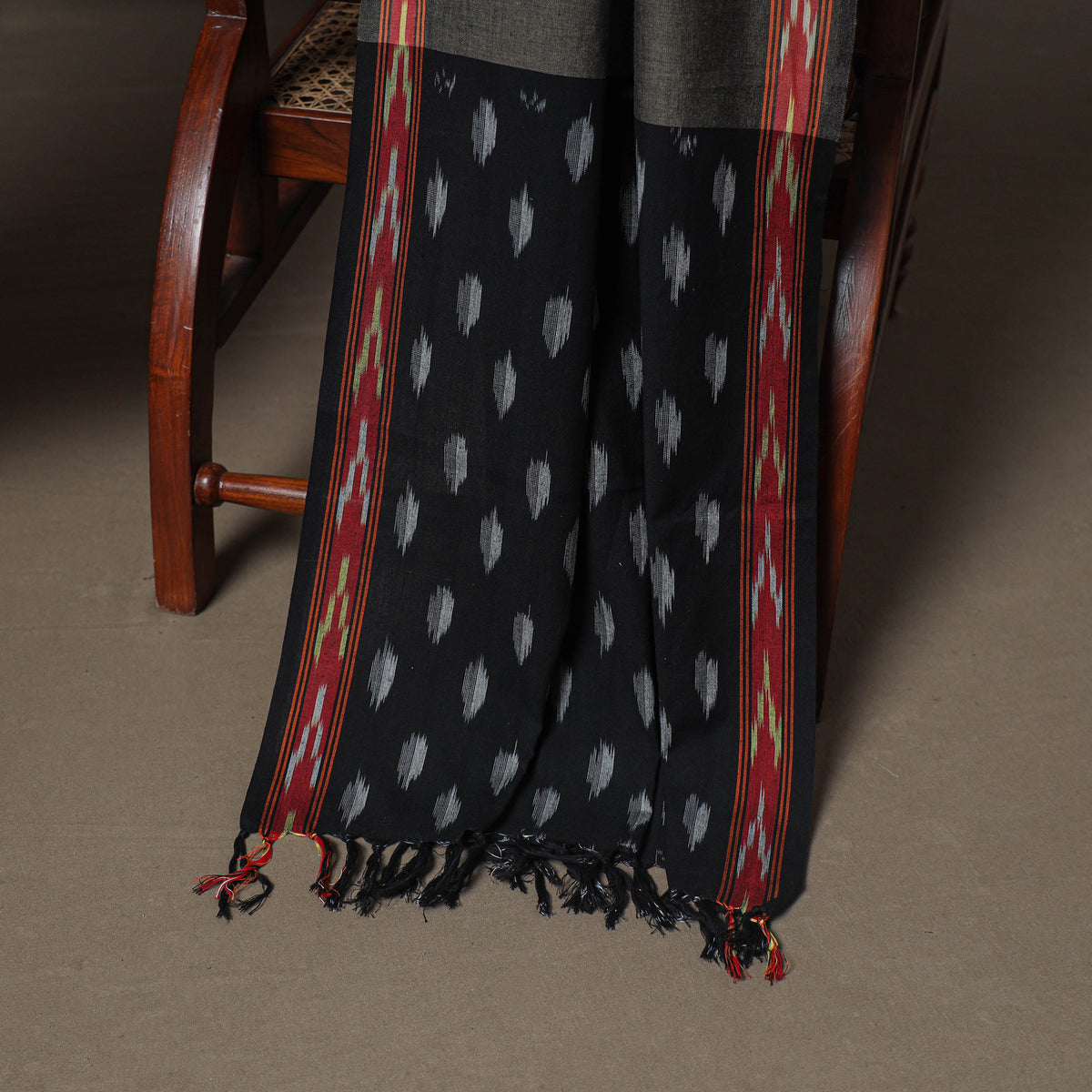 Pochampally Ikat Woven Cotton Unstitched Dress Material: Kurta, Bottom & Dupatta 07