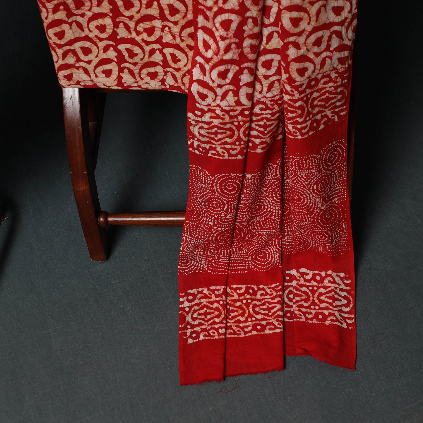 Kutch Hand Block Batik Print Cotton 3pc Unstitched Dress Material Suit Set 03