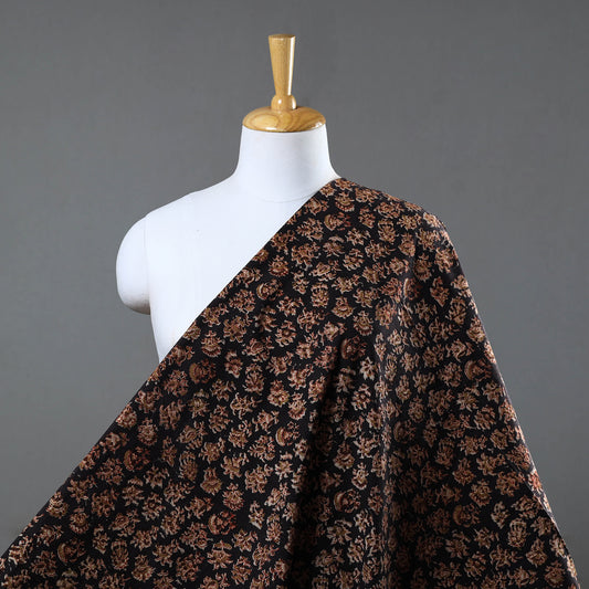 Black - Block Print Cotton Pedana Kalamkari Fabric 01