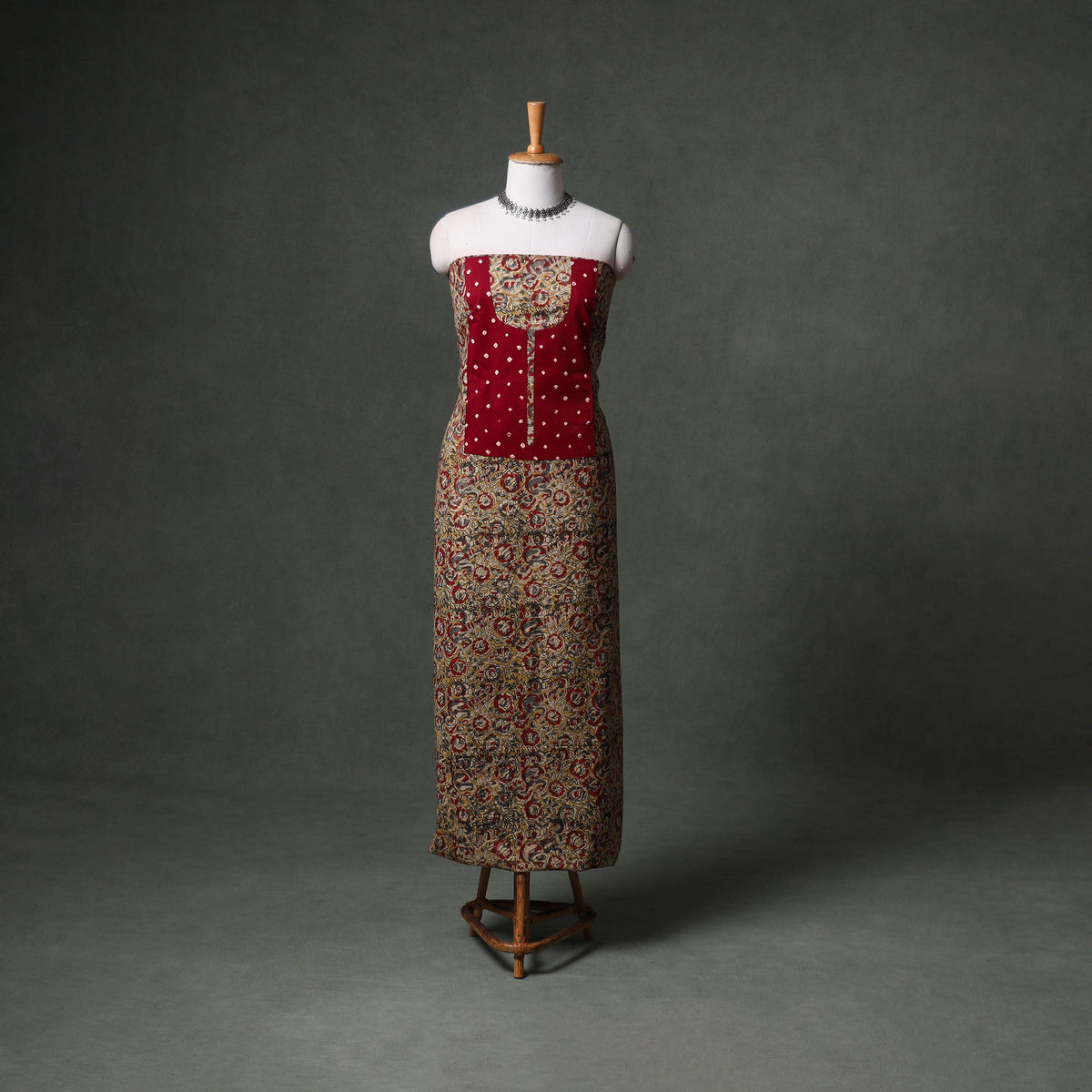 Patchwork Kalamkari Block Print Cotton Unstitched Kurta Material (2.5m) 27