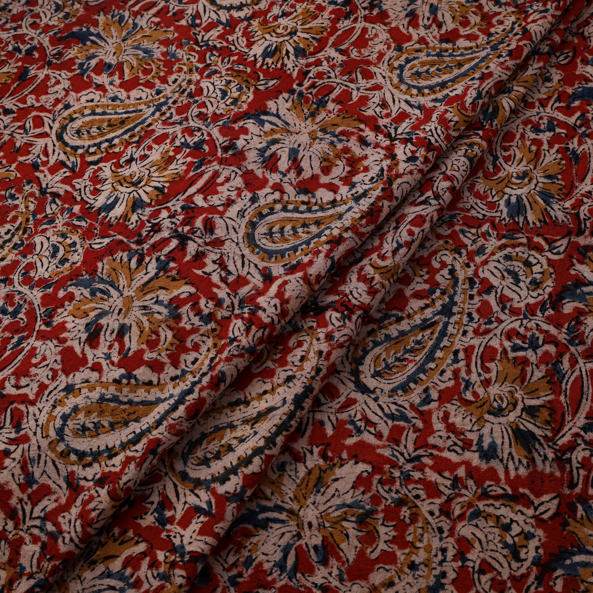Pedana Hand Block Kalamkari Print Natural Dyed Cotton Fabric 07